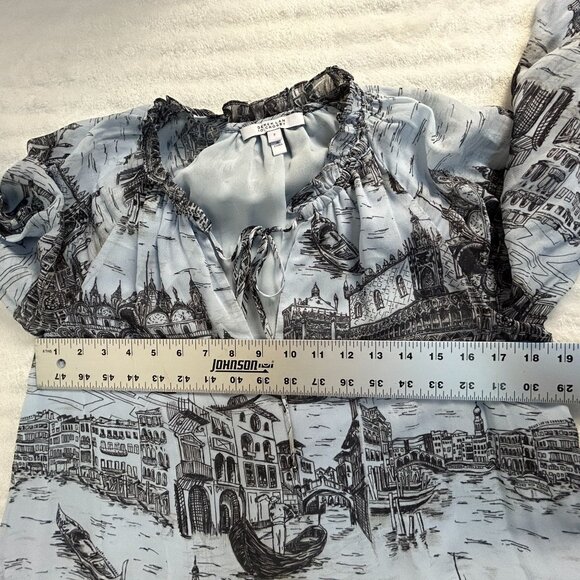 Derek Lam 10 Crosby Womens Juno Trapeze Mini Dress Size 2 Blue Black Print Lined - Picture 8 of 9